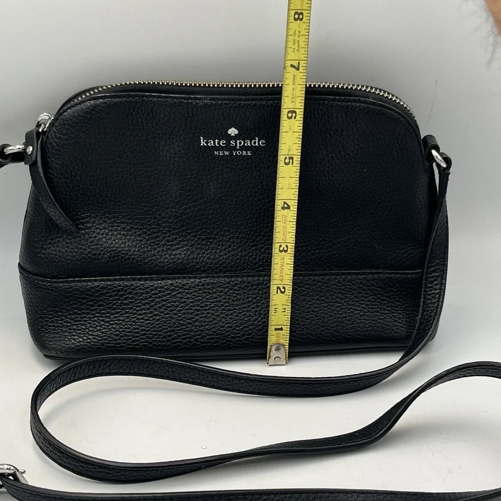 Kate Spade New York Black Pebble Leather Zip Top Crossbody Handbag